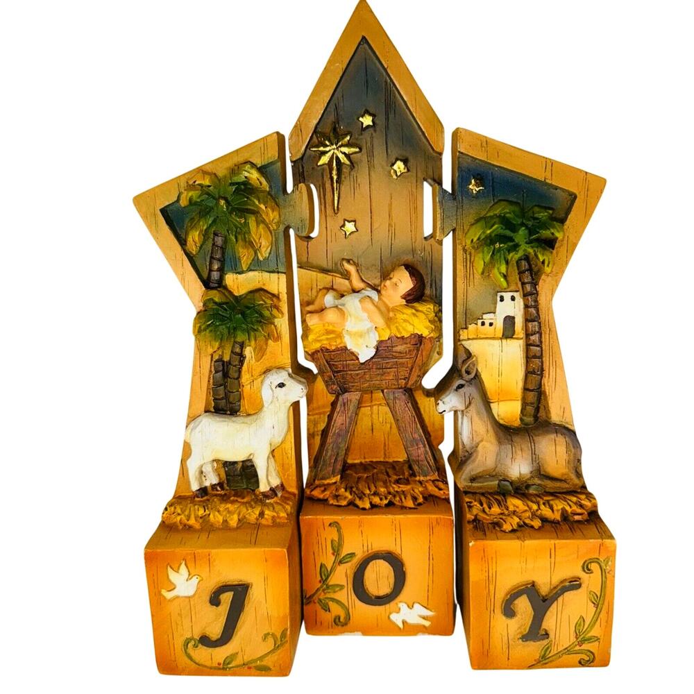 Roman Exclusive Baby Jesus Manger Nativity Puzzle Figurine Set Joy Bethlehem 9"‎